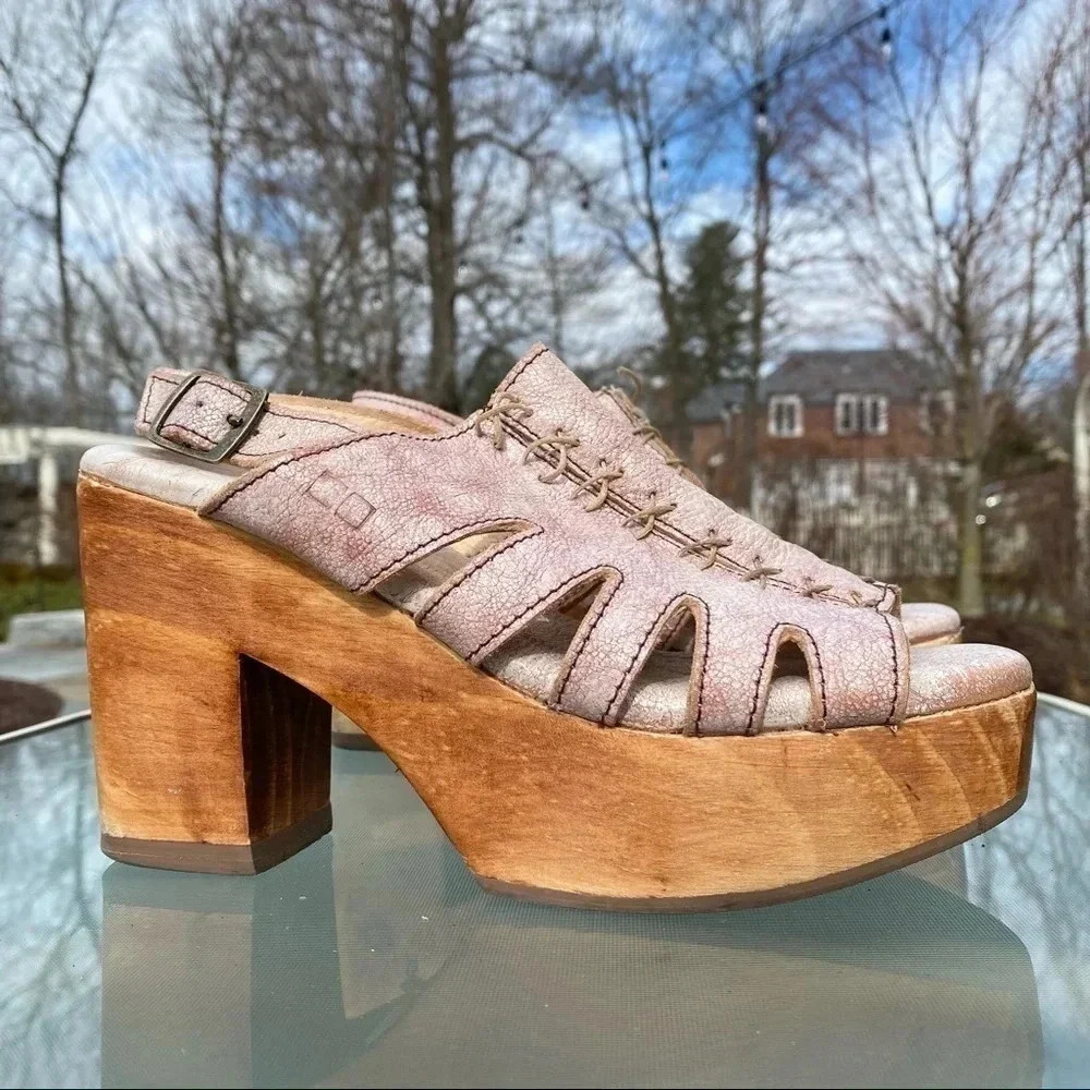 Bed Stu Fontella Slingback Leather Platform Sandals Size 6